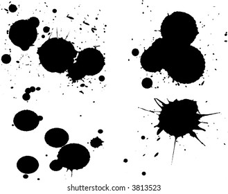 4 Black Splats on seperate layers.  Background is transparent so they can be overlayed on other Illustrations or Images.