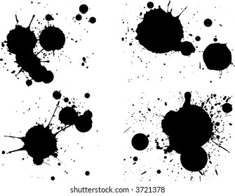 4 Black Splatts II.  Background is transparent so they can be overlayed on other Issustrations or Images.