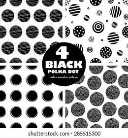 4 black vector seamless pattern. Polka dot. Seamless pattern can be used for wallpaper, pattern fills, web page background, surface textures.