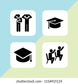 4 blackboard icons in vector set. classroom, school and problem illustration for web and graphic design