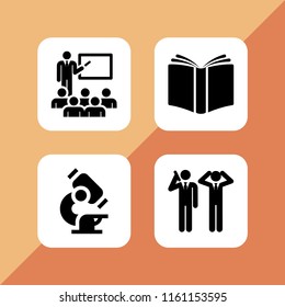 4 blackboard icons in vector set. problem, school and scientific illustration for web and graphic design