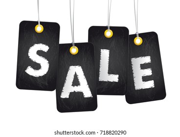 4 blackboard price labels with text Sale on the white. Eps 10 vector file.