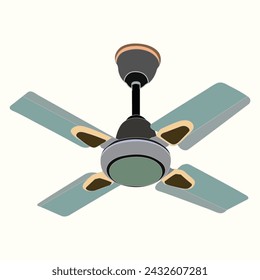 Ventilador de techo de 4 cuchillas con control remoto de luz ilustración vectorial eps