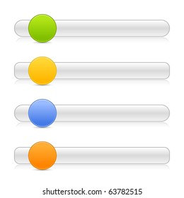 4 blank round shape navigation web 2.0 button slider on white background