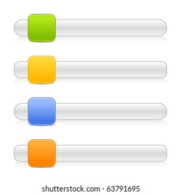 4 blank square shape navigation web 2.0 button slider on white background