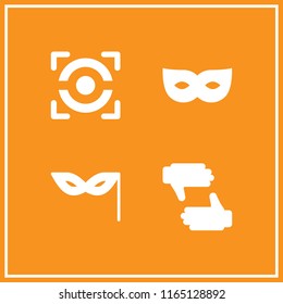 4 blind vector icon set with eye mask and focus icons for mobile and web