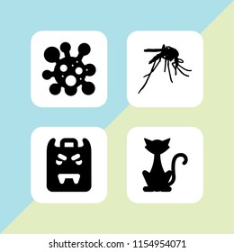 4 blood icons in vector set. mosquito, virus, vampire and horror illustration for web and graphic design