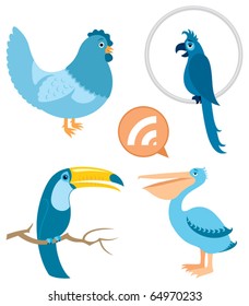 4 blue birds. 