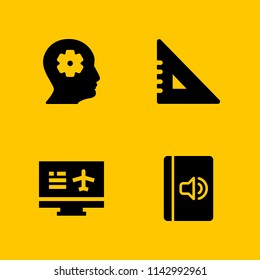 4 book icon set with profile, audiobook and booking vector illustration for graphic design and web