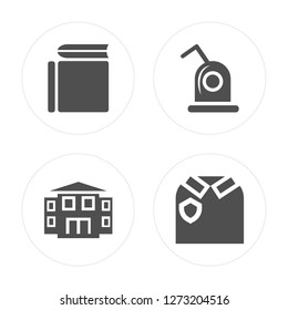 4 Book, School, Sharpener, Uniform modern icons on round shapes, vector illustration, eps10, trendy icon set.