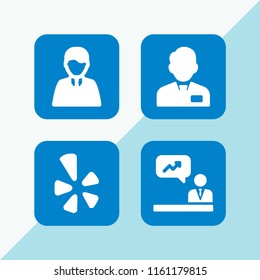 4 boss icons in vector set. yelp, businessman and clerk with tie illustration for web and graphic design