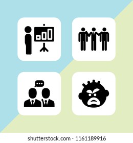 4 boss icons in vector set. yelling, businessman and businessmen illustration for web and graphic design