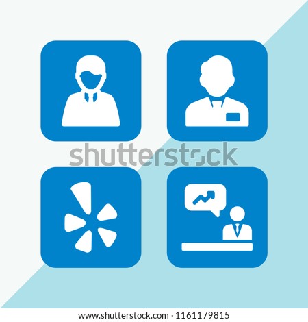 4 boss icons in vector set. yelp, businessman and clerk with tie illustration for web and graphic design