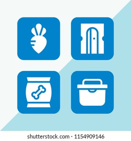 4 bowl icons in vector set. tools and utensils, picnic, snack and vegetarian illustration for web and graphic design