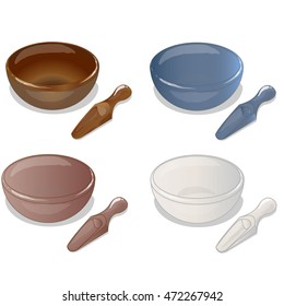 4 bowl and scoop vector isolated 