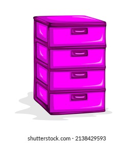 4 Boxes Mini Container Vector with Purple Color Tone isolated on White Background