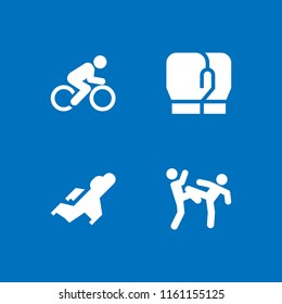 4 boxing icons in vector set. fight, boxing gloves, sport and fighter illustration for web and graphic design
