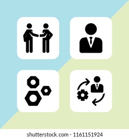4 brainstorming icons in vector set. manager, work, management and meeting illustration for web and graphic design