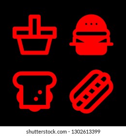 4 bread icons with hot dog and sandwich in this set