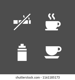 4 break icons in vector set. no smoking, coffee, isotonic and coffe cup outline illustration for web and graphic design