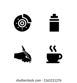 4 break icons in vector set. coffee, write, isotonic and disc brake illustration for web and graphic design