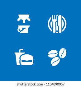 4 breakfast icons in vector set. coffee, sandwich, lunch and milk illustration for web and graphic design