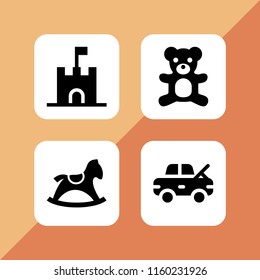 4 brick icons in vector set. damage and toy illustration for web and graphic design