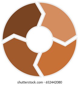 4 brown circle steps chart or diagram for process or concept explained, vector for infographic, cycling diagram, graph, presentation steps or processes