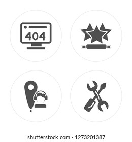 4 Browser, Placeholder, Rating, Settings modern icons on round shapes, vector illustration, eps10, trendy icon set.