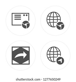 4 Browser, Right arrow, Navigation modern icons on round shapes, vector illustration, eps10, trendy icon set.
