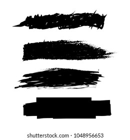 4 Brush set for text space. black paint brush. ink stroke texture backdrop.