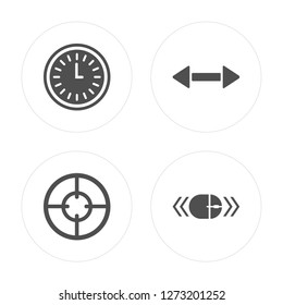 4 Busy, Target, Scroll, Scroll modern icons on round shapes, vector illustration, eps10, trendy icon set.