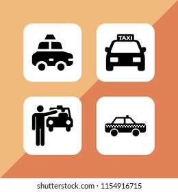 4 cab icons in vector set. taxi and frontal taxi cab illustration for web and graphic design