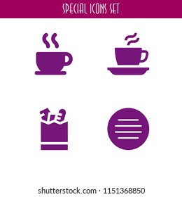 4 cafe icons in vector set. coffee, menu and food and restaurant illustration for web and graphic design