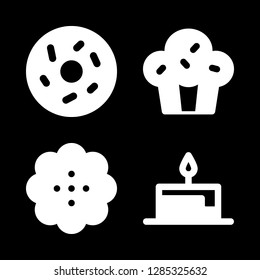 4 cake icons with donut and birthday cake in this set
