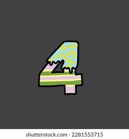 4 from cake vector alphabet and number