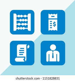 4 calculate icons in vector set. abacus, admin and bill illustration for web and graphic design