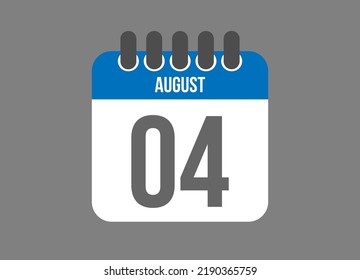 4 calendar august. Calendar icon for August days in blue color on dark background.