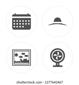 4 Calendar, Picture, Pamela, Fan modern icons on round shapes, vector illustration, eps10, trendy icon set.
