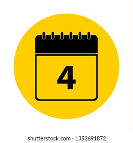 4 Calendar Yellow Vector Icon - Calendar design template - Business vector illustration.