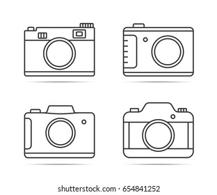 4 Camera line icons on white background, vector eps10 illustration