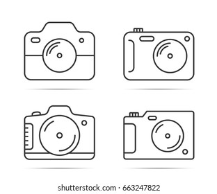 4 Camera line icons on white background, vector eps10 illustration