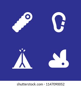 4 camping icon set with knife, camp and sleeping bag vector illustration for graphic design and web