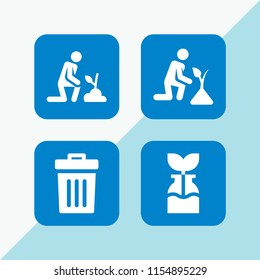 4 can icons in vector set. reuse, gardening, delete and gardener illustration for web and graphic design