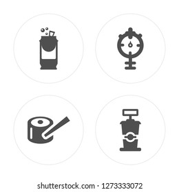 4 Can, Sushi, Cooking, Cup modern icons on round shapes, vector illustration, eps10, trendy icon set.