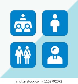 4 candidate icons in vector set. human and interview illustration for web and graphic design