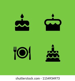 4 candle icons in vector set. happy birthday, birthday and dinner illustration for web and graphic design
