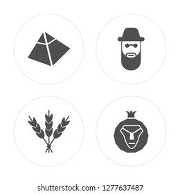 4 Captives to Egypt, Israel Barley, Rabbi, Lion of Judah modern icons on round shapes, vector illustration, eps10, trendy icon set.