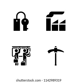 4 car icon set with public transport, pick and factory vector illustration for graphic design and web