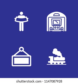 4 car icon set with train, sign and garage vector illustration for graphic design and web